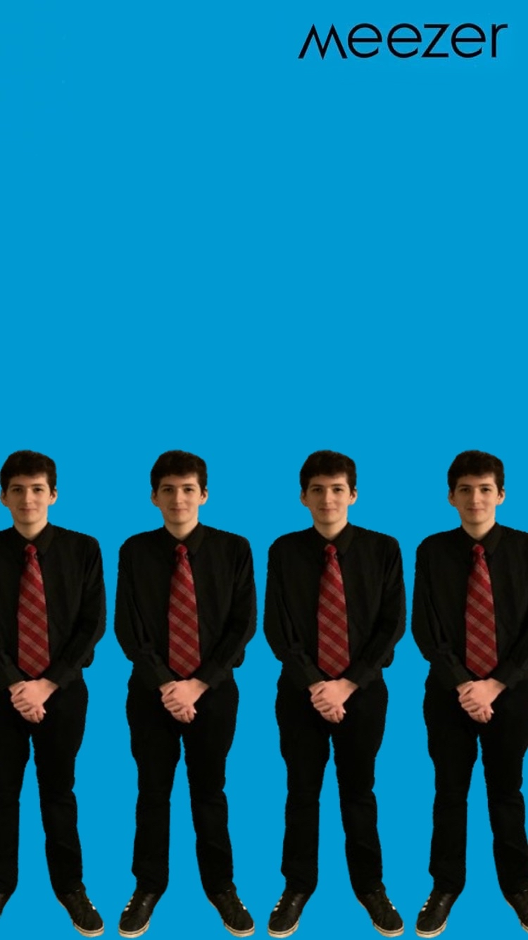 4 of the same man next to eachother on a blue background